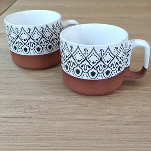 Danica Heirloom Harmony Terracotta Mugs Black And White 14 oz